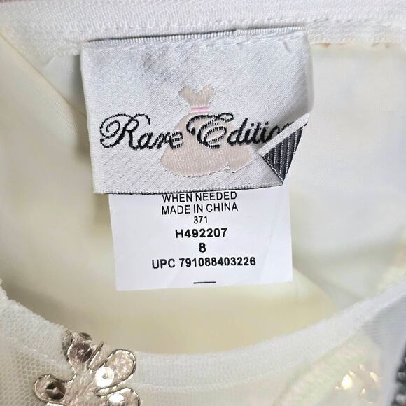 Rare Editions Girls Dress Size 8 Ivory Gold Sequin Lace Tulle Party Dress Rhines - Picture 10 of 12